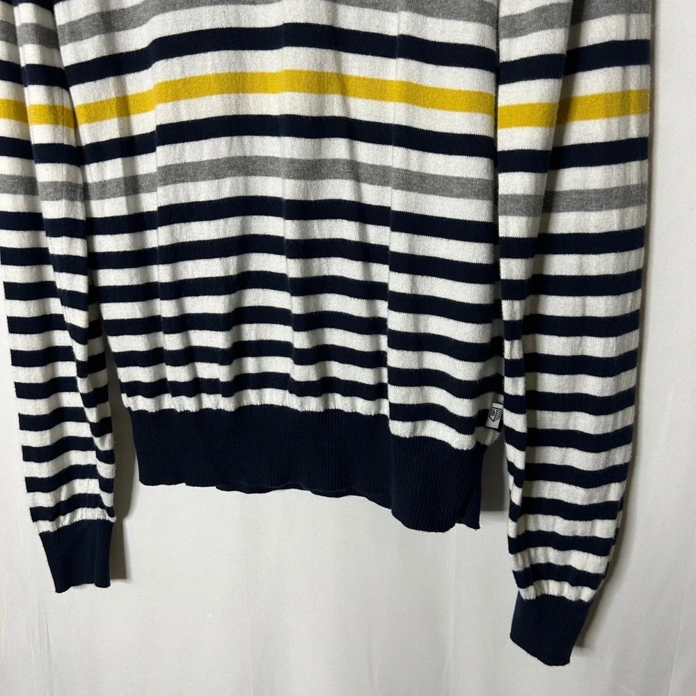 RULE 18 Bobby Jones Sweater Mens L‎ Navy Yellow Stripe 1/4 Zip Pima Cotton